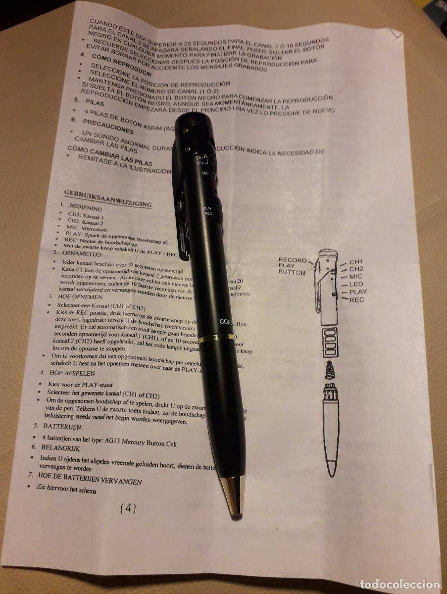Bol&iacute;grafos antiguos: Grabadora, 2 canales, micr&oacute;fono en boligrafo.
