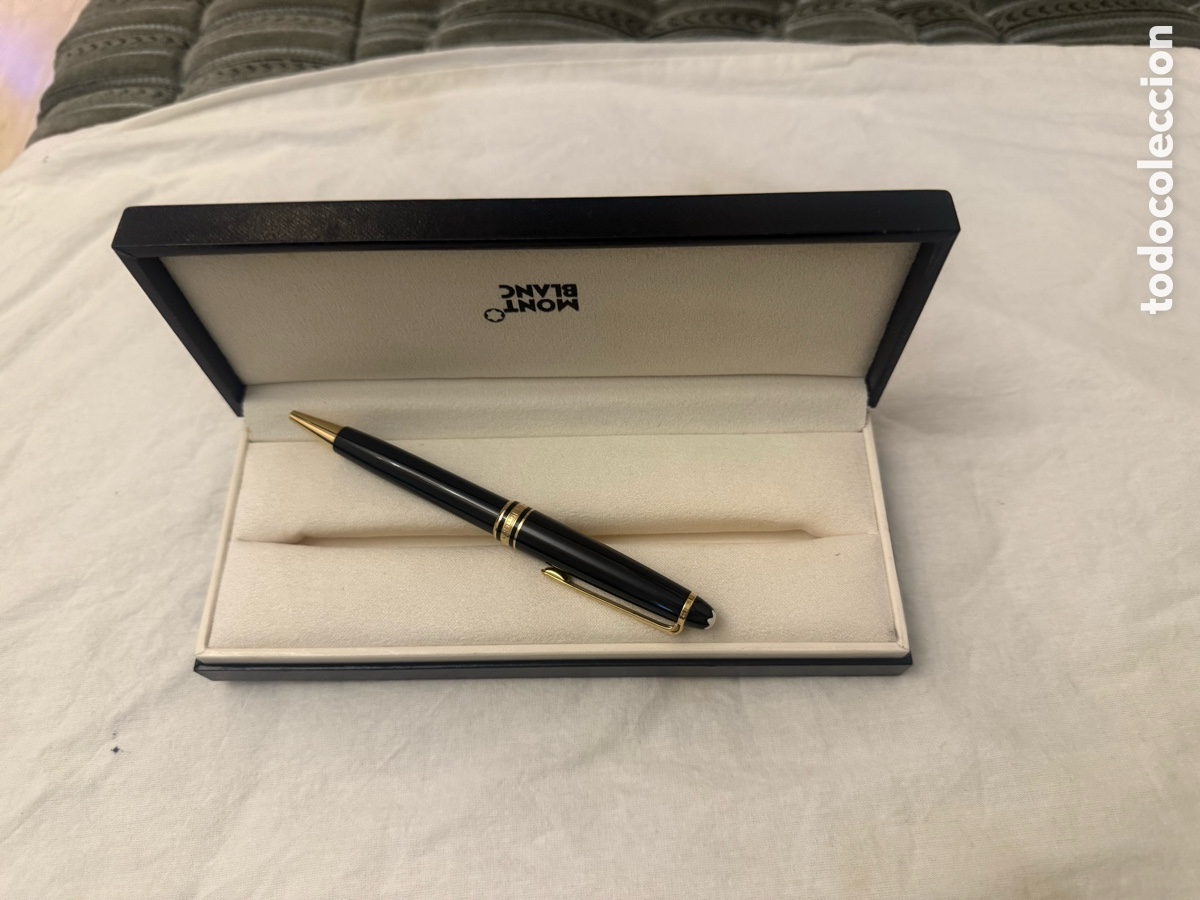 Bol&iacute;grafos antiguos: Bol&iacute;grafo Montblanc Meisterst&uuml;ck Classique negro y dorado original con caja
