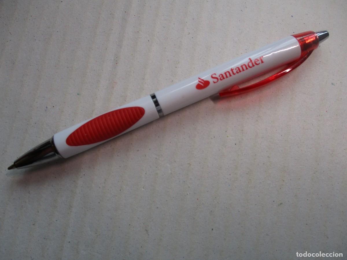 Bol&iacute;grafos antiguos: BOLIGRAFO COLECCION , MARCA SANTANDER, COLOR BLANCO Y ROJO, BUEN ESTADO VER FOTOS