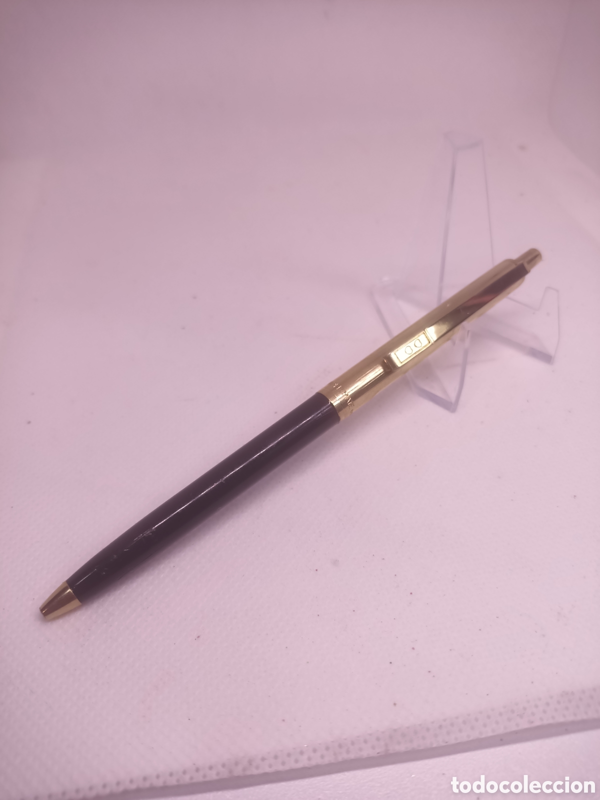 Bol&iacute;grafos antiguos: Espa&ntilde;ol: Bol&iacute;grafo Vintage PAPER MATE Dorado y Negro - Emblema Dos Corazones