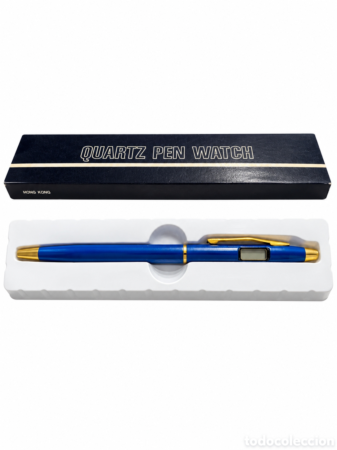 Bol&iacute;grafos antiguos: Bol&iacute;grafo Reloj Vintage &rdquo;Quartz Pen Watch&rdquo; - Hecho en Hong Kong - Con Caja Original