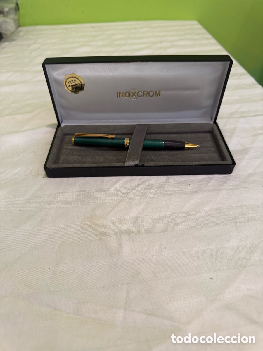 Bol&iacute;grafos antiguos: Bol&iacute;grafo INOXCROM verde metalizado &ndash; Caja original &ndash; Como nuevo &ndash; A&ntilde;os 90