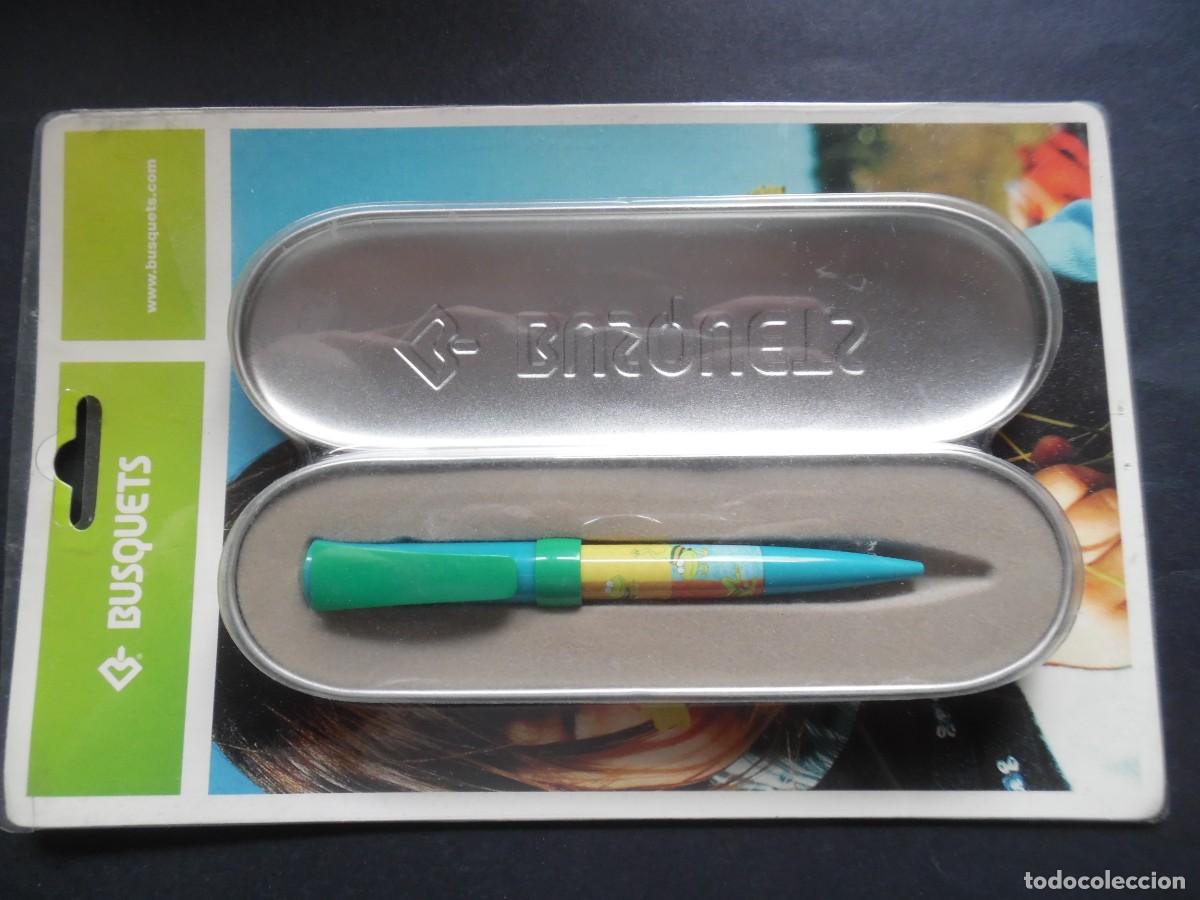 Bol&iacute;grafos antiguos: Bol&iacute;grafo Vintage BUSQUETS, Colecci&oacute;n Ranas (Croaky) en Estuche Met&aacute;lico Original. Nuevo en Bl&iacute;ster