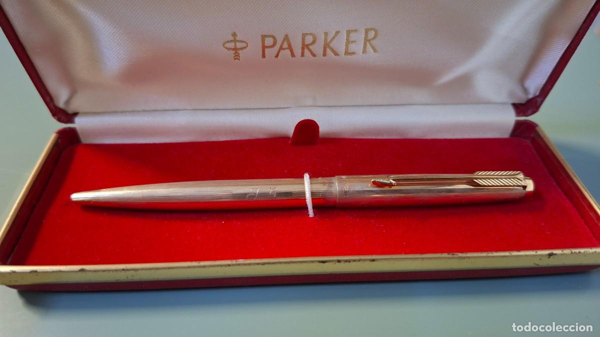 Bol&iacute;grafos antiguos: ANTIGUO BOLIGRAFO PARKER MADE IN ENGLAND CHAPADO ORO, INICIALES GRABADAS J. G ..A3576