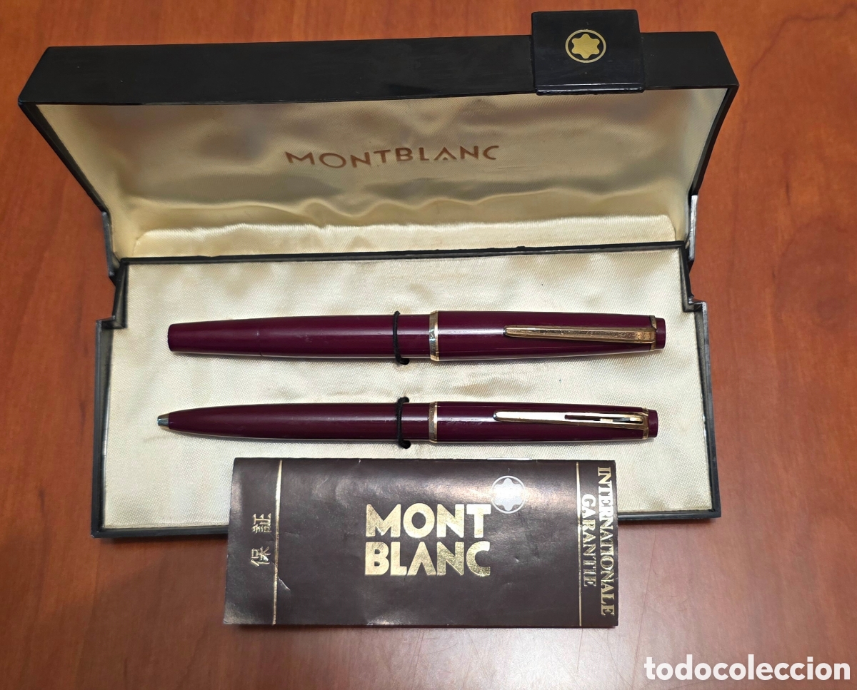 Bol&iacute;grafos antiguos: MONTBLANC 34 ESTILOGR&Aacute;FICA ORO 14K + BOL&Iacute;GRAFO N&ordm; 38 &ndash; A&Ntilde;OS 60 &ndash; ROJO BURDEOS &ndash; CAJA ORIGINAL
