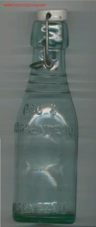 Antique bottles: BOTELLA  de LECHE  Francesa  a&ntilde;o 1949  con tap&oacute;n  mec&aacute;nico