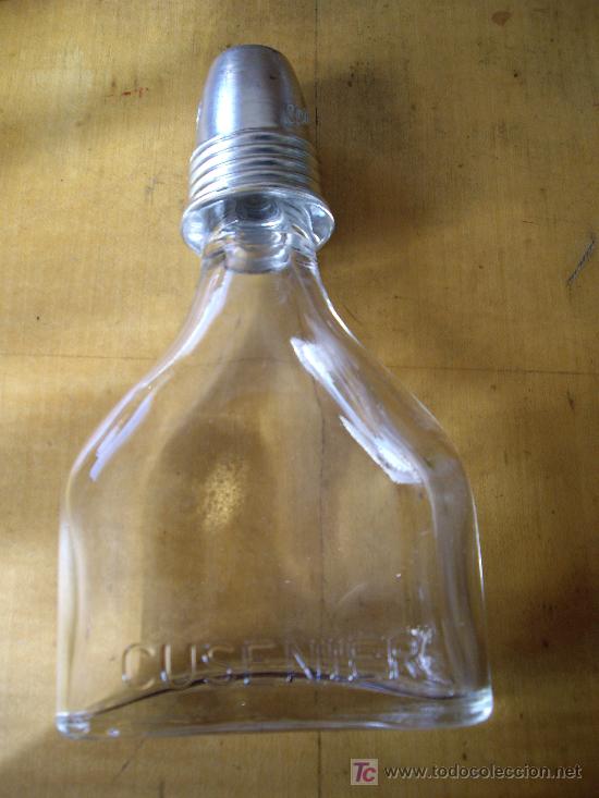 Botellas antiguas: PETACA  BOTELLA CRISTAL TRANSPARENTE  MARCA CUSENIER - Foto 1