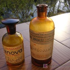 Botellas antiguas: PAREJA ANTIGUOS FRASCOS PREPARADOS FARMACEUTICOS