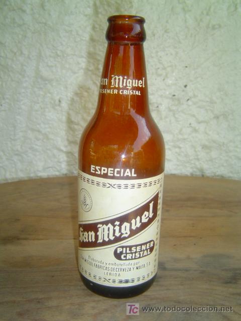 Botellas antiguas: BOTELLA SAN MIGUEL VARIANTE LERIDA - Foto 1