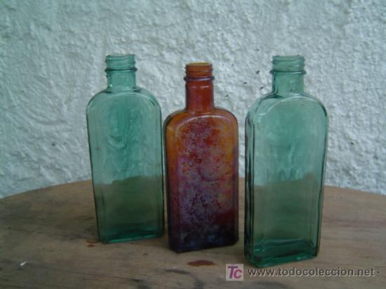 Botellas antiguas: 3 BOTELLAS 2 VERDES Y 1 MARRON DE LABORATORIO - Foto 2