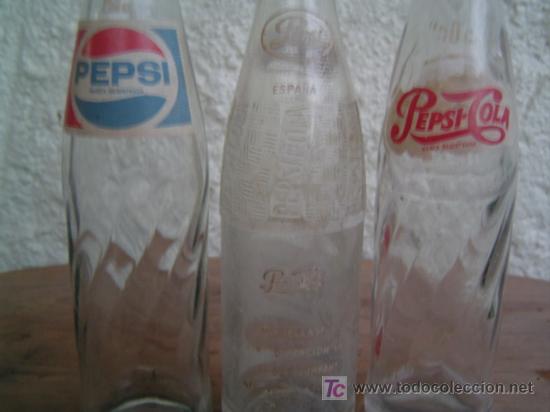 Botellas antiguas: 3 BOTELLAS DE PEPSI COLA DIFERENTES - Foto 3