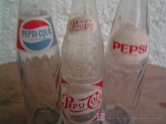 Botellas antiguas: 3 BOTELLAS DE PEPSI COLA DIFERENTES - Foto 4