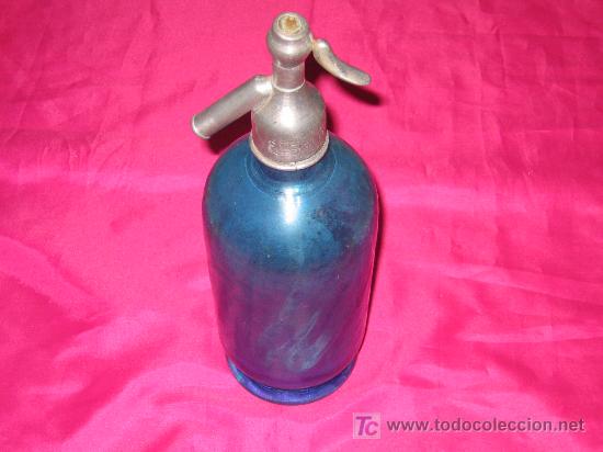 Botellas antiguas: SIF&Oacute;N ANTIGUO AZUL - Foto 1