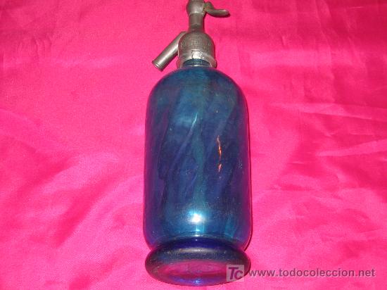 Botellas antiguas: SIF&Oacute;N ANTIGUO AZUL - Foto 2