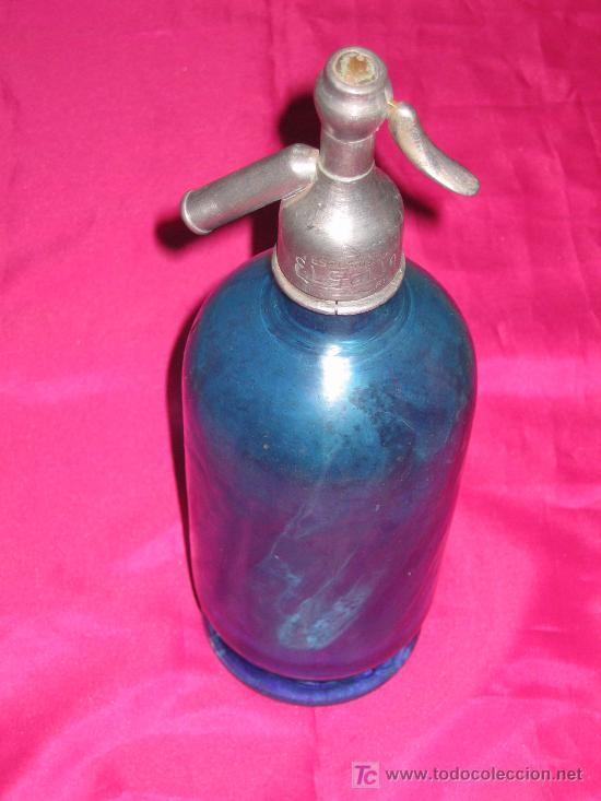 Botellas antiguas: SIF&Oacute;N ANTIGUO AZUL - Foto 3