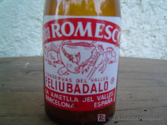 Botellas antiguas: BOTELLA SALSA DE ROMESCO SERIGRAFIADA - Foto 2