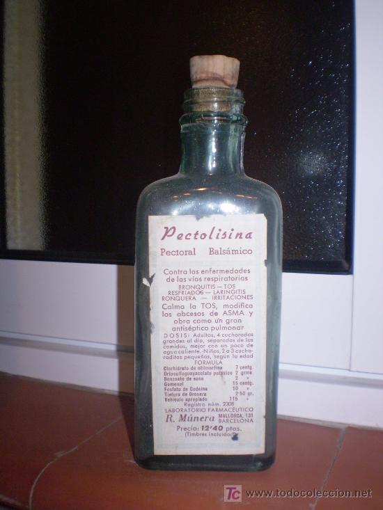 Botellas antiguas: PECTOLISINA. LABORATORIO R. MUNERA. BARCELONA. - Foto 1