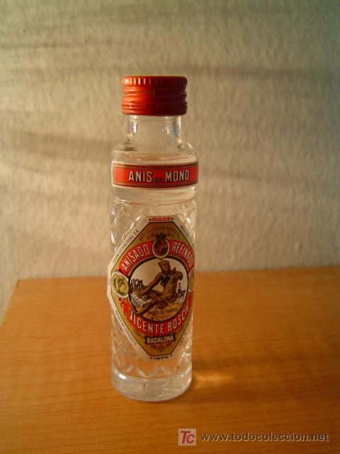 Botellas antiguas: BOTELLIN ANIS DEL MONO - Foto 1