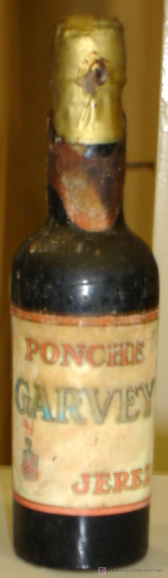 Botellas antiguas: BOTELLIN DE PONCHE GARVEY. - Foto 1