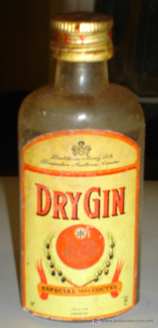 Botellas antiguas: BOTELLIN DE DRY GIN. - Foto 1