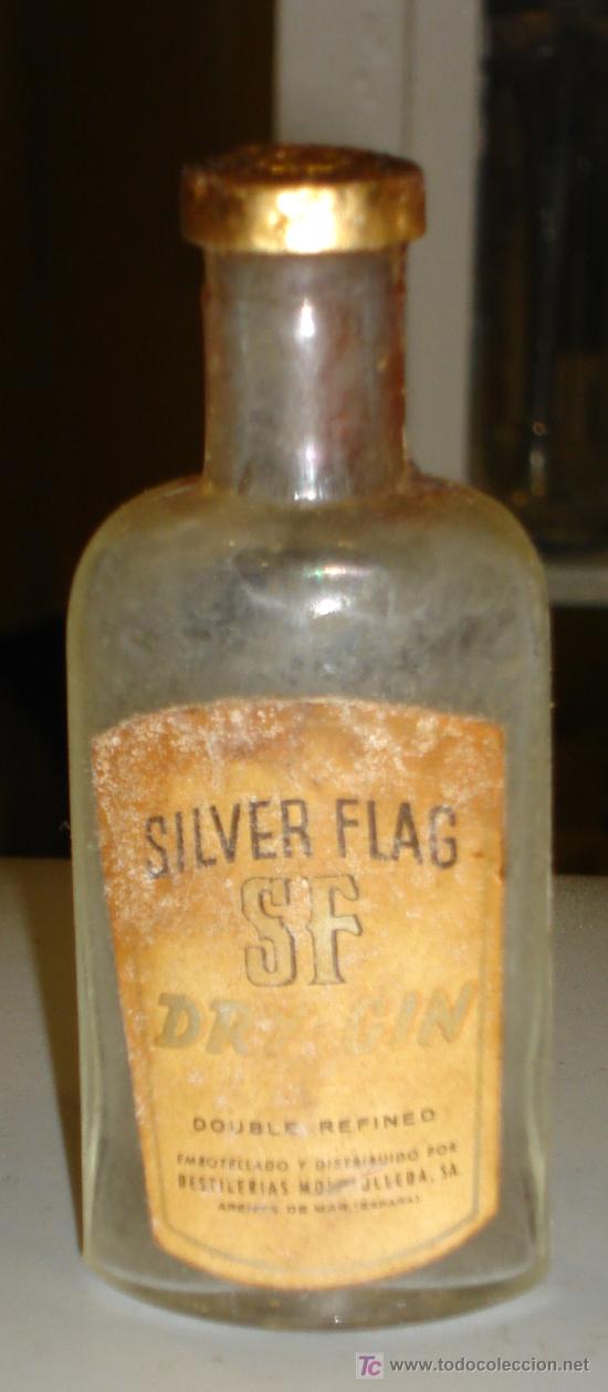 Botellas antiguas: BOTELLIN DE DRY GIN SILVER FLAG. - Foto 1