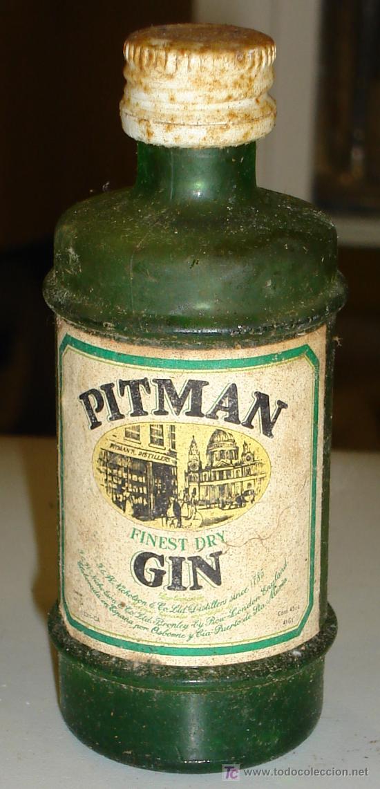 Botellas antiguas: BOTELLIN DE PITMAN GIN . FINEST DRY. - Foto 1