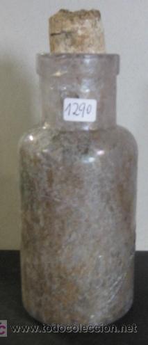 Botellas antiguas: Frasco de 10 cms de alto, con letras - Foto 1