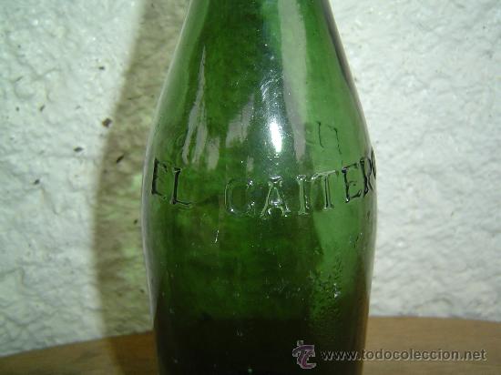 Botellas antiguas: BOTELLA SIDRA EL GAITERO RELIEVE - Foto 1