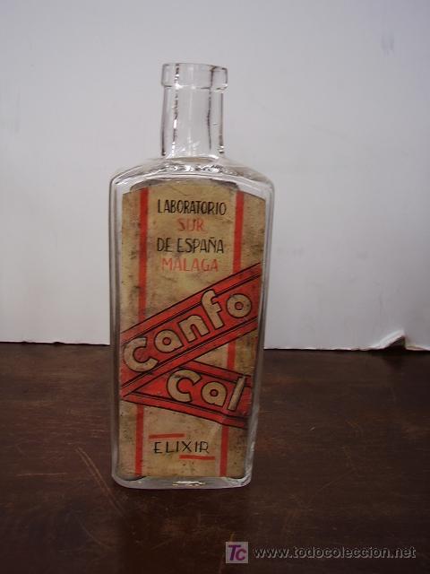 Botellas antiguas: Botella de Elixir Canfo-Cal - Foto 1
