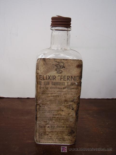 Botellas antiguas: Botella Elixir Ferni - Foto 1