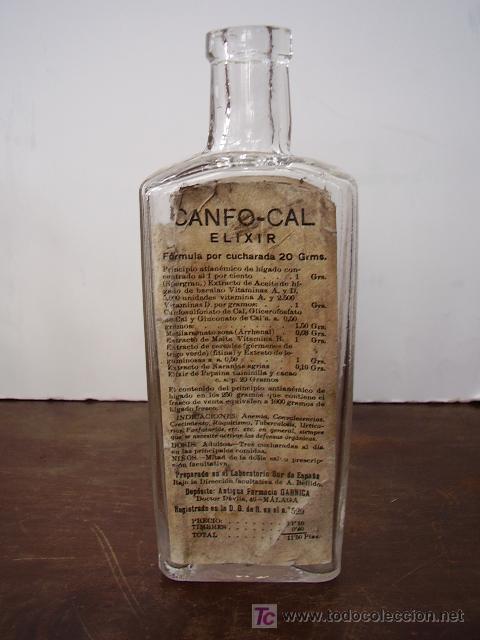 Botellas antiguas: Botella de Elixir Canfo-Cal - Foto 2