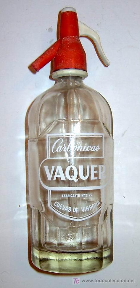 Botellas antiguas: Sif&oacute;n antiguo VAQUER, de Castellon. - Foto 1