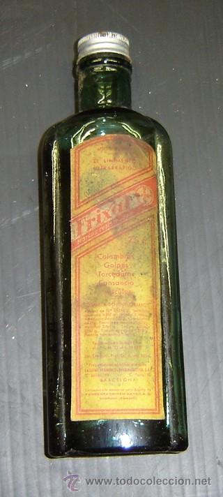 Botellas antiguas: FRASCO ANTIGUO LINIMENTO FRIXAL CON TAPON ORIGINAL .LABORATORIO BAYER. - Foto 1 - 26941069