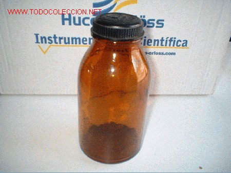 Botellas antiguas: frasco de cristal antiguo de laboratorio - Foto 1