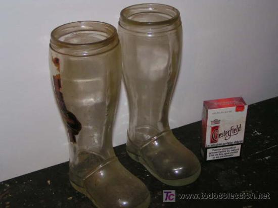 Botellas antiguas: PRECIOSA PAREJA DE BOTES SIMULANDO 2 BOTAS - BOTELLAS - Foto 1