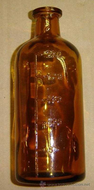 Alte Flaschen: FRASCO ANTIGUO DE FARMACIA CRISTAL COLOR AMBAR medida 6*15 cms.