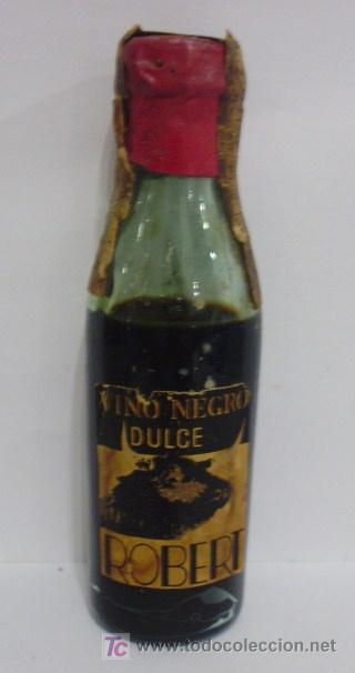 Botellas antiguas: BOTELLIN DE VINO NEGRO DULCE ROBERT. - Foto 1