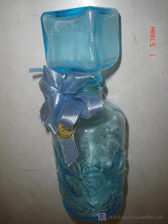 Botellas antiguas: ANTIGUA BOTELLA AZUL - Foto 1