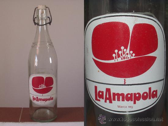 Botellas antiguas: BOTELLA GASEOSA LA AMAPOLA - Foto 1