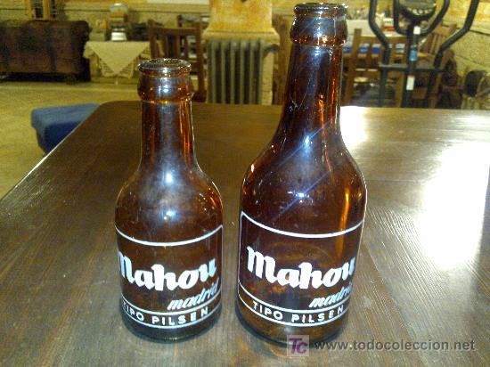 Botellas antiguas: DOS ANTIGUAS BOTELLAS DEL MAHOU - Foto 1