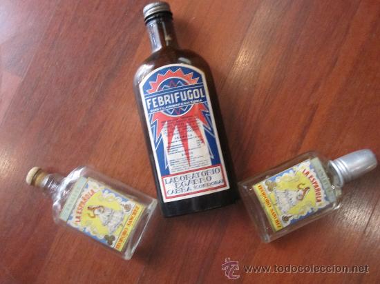 Alte Flaschen: cORDOBA (CABRA Y RUTE) 3 CURIOSAS BOTELLAS ANTIGUAS:FEBRIFUGOL, Y ANISETE LA ESPA&Ntilde;OLA