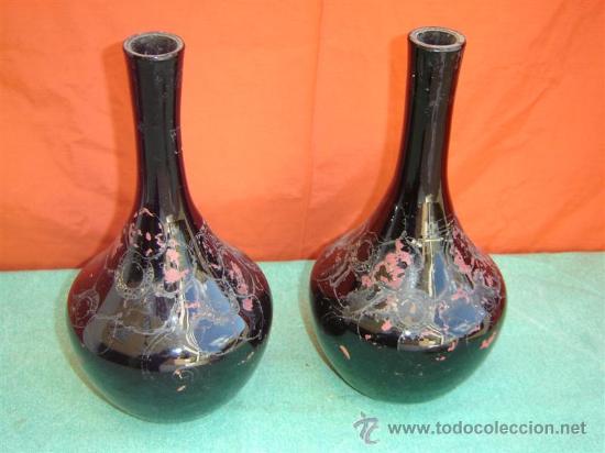 Botellas antiguas: 2 botellas cristal florero - Foto 1