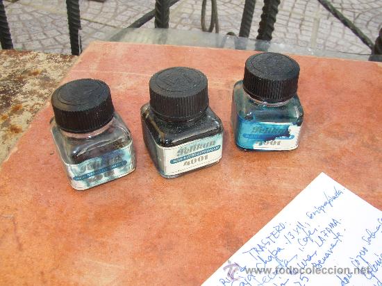 Botellas antiguas: Lote de tres tinteros PELIKAN . - Foto 1