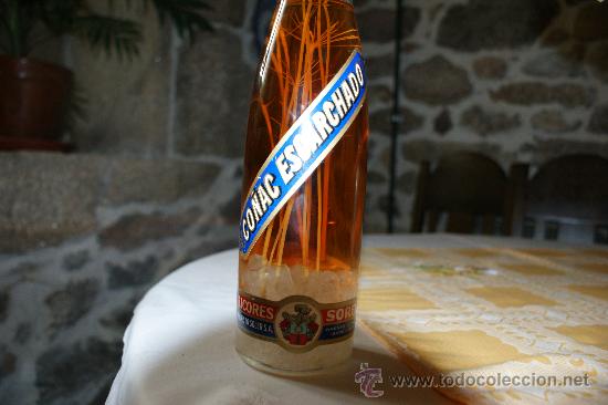 Botellas antiguas: ANTIGUA BOTELLA DE CO&Ntilde;AC ESCARCHADO - Foto 5