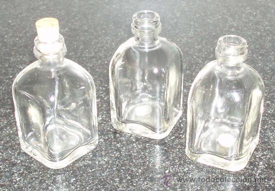 juego de 3 botellas de cristal pequeñas