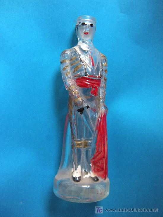 Botellas antiguas: BOTELLA DE CRISTAL CON FORMA DE TORERO - Foto 1