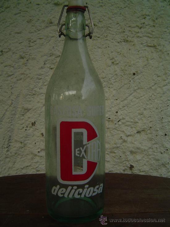 Botellas antiguas: BOTELLA GASEOSA SUPER D EXTRA DELICIOSA - Foto 1