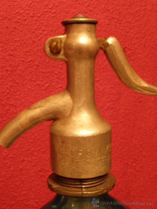 Botellas antiguas: Sif&oacute;n, 1930 en cristal azul - Foto 6