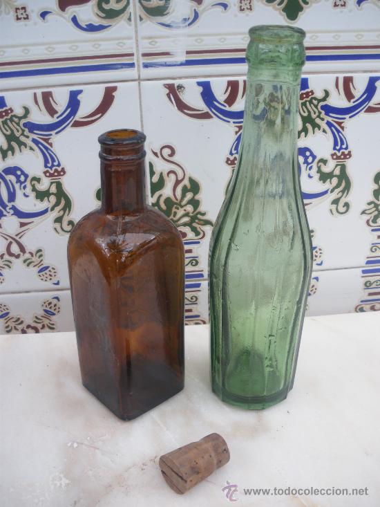 Botellas antiguas: 2 ANTIGUAS BOTELLAS PEQUE&Ntilde;AS. - Foto 1