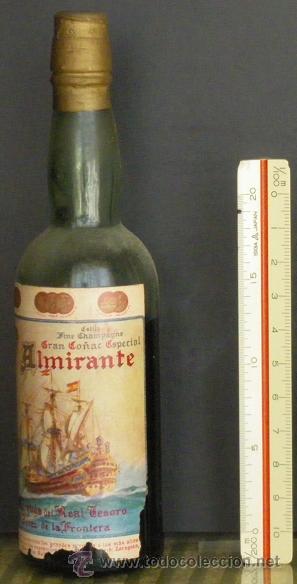 Botellas antiguas: Botella miniatura Co&ntilde;ac Almirante - Foto 1
